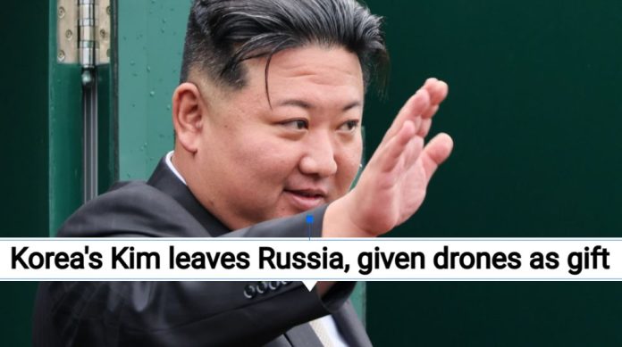 Korea's Kim leaves Russia, given drones as gift