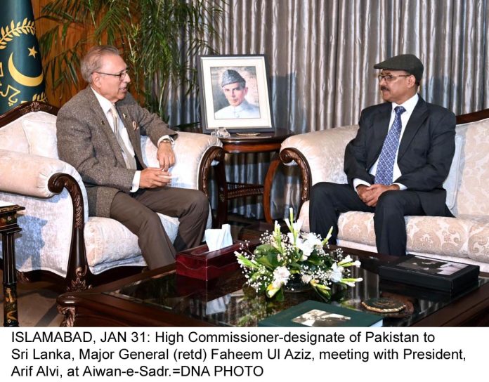 Pak HC-designate to Sri Lanka calls on President Alvi