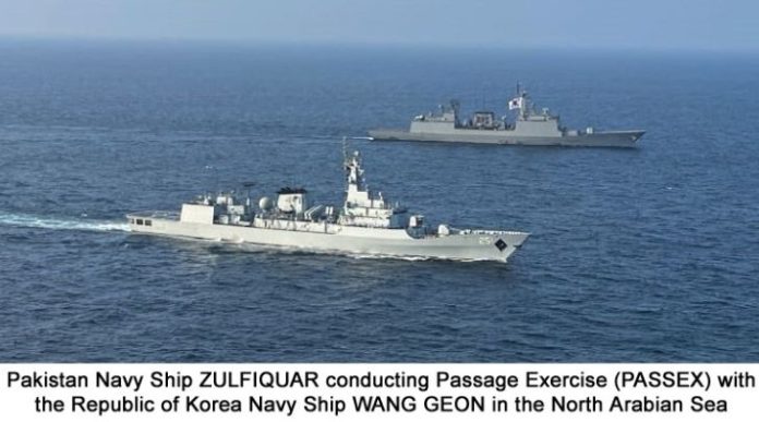 PNS Zulfiquar conducts exercise with Korean Navy Ship in Arabian Sea