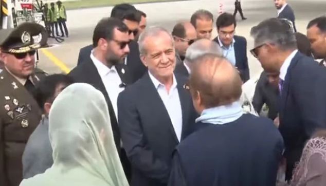 5 Iranian President arrives in Lahore, greeted by Nawaz Sharif and Maryam Nawaz
