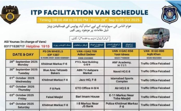 2222 ITP Facilitation Vans to serve citizens across Capital from Sept 29 to Oct 5