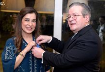 French govt honors Ayesha Raza with National Order of Merit award