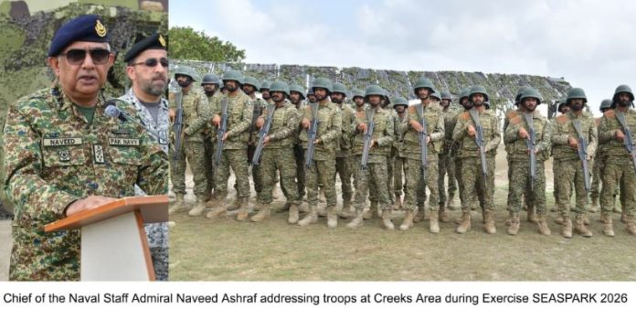 Naval chief reviews exercise SEASPARK 2026 at sea