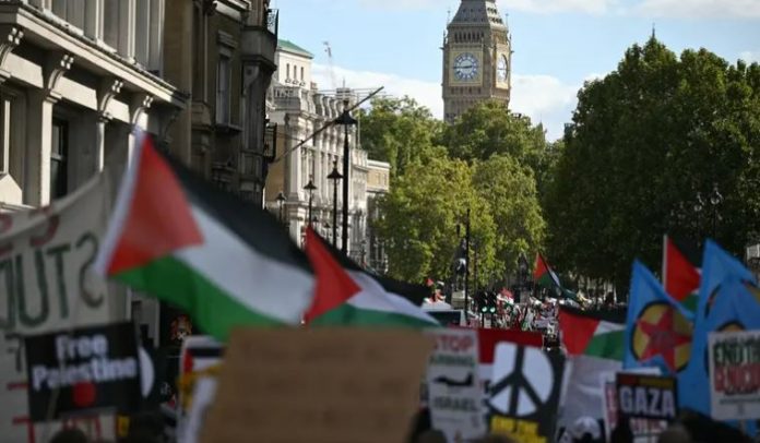 Thousands of pro-Palestinian demonstrators rally in London